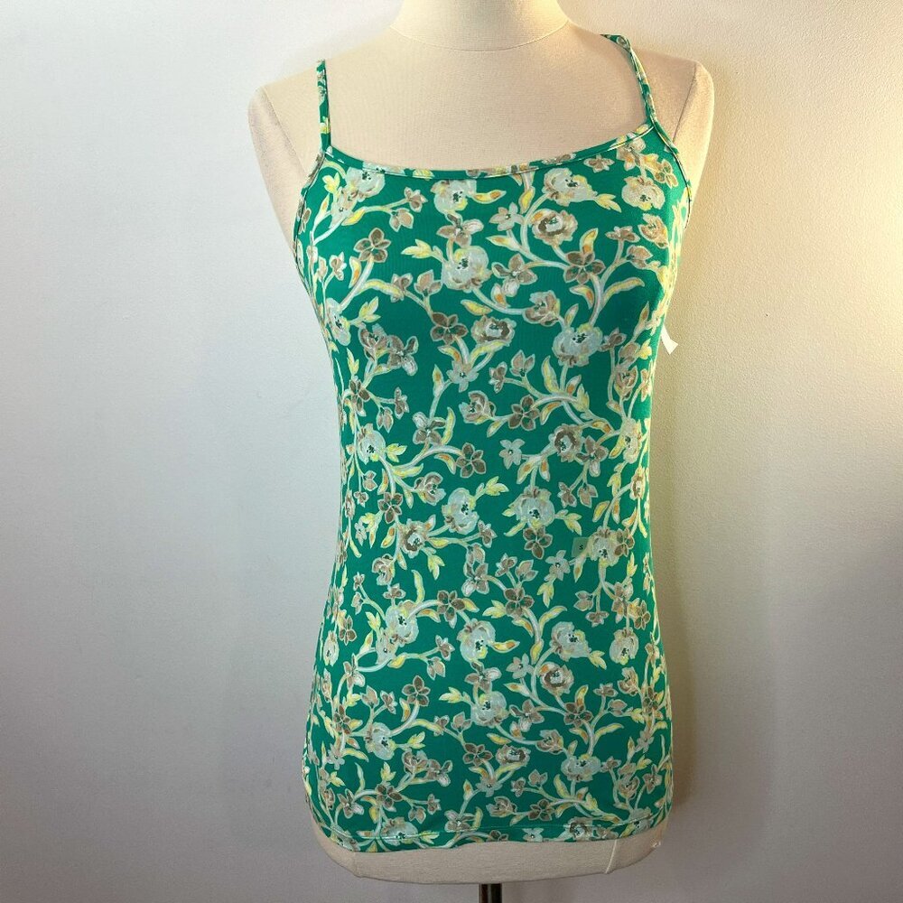LOFT Women's Green Floral Cami Tank Top - Size Small - NWT